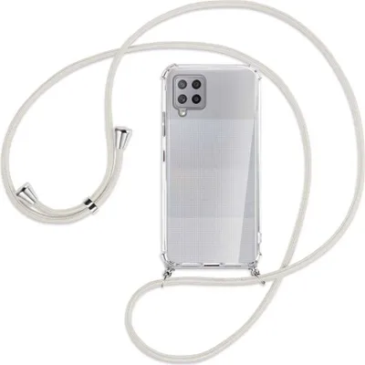 Produktbild von Handykette Backcover-Schutzhülle mit Band (Metall silberfarben) für Samsung Galaxy A42 5G - broken white