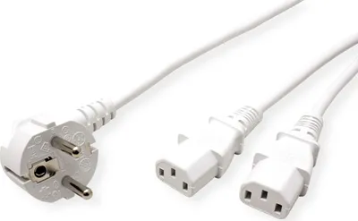 Produktbild von ROLINE Y-Netzanschlusskabel, weiß, 2 m