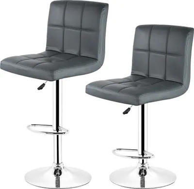 Produktbild von 2er-Set  Barhocker  | höhenverstellbar | 360°drehbar | Kunstleder | Grau