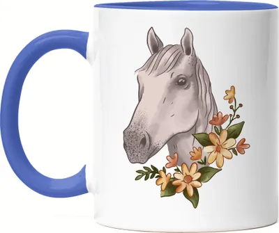 Produktbild von Pferd Tasse Blau Pferde Hengst Stute Hobbie Freiheit Pferdeflüsterer Pferdeliebhaber Reiten Blumen