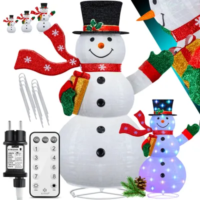 Produktbild von KESSER® LED Schneemann mit Fernbedienung - Mit 8 Modi Bunter Farbspiel- Timer 24H Weihnachtsfigur Beleuchtet Weihnachtsdekoration für Indoor & Outdoor Wetterfest IP44 Weihnachtsbeleuchtung