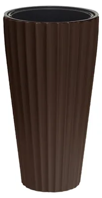 Produktbild von Serinova hohe runde Pflanzkübel braun 58 cm – Kunststoff Blumentopf für innen und außen