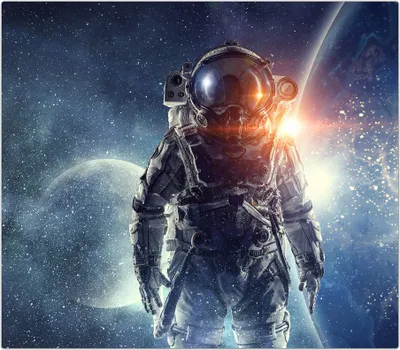 Produktbild von Spritzschutz Herdabdeckplatte Schneidebrett aus Glas Astronaut im Raumanzug 1-Teilig (60x52cm)
