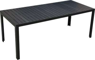 Produktbild von optimized_title": "Outsunny Gartentisch, Aluminium & Polyholz, 190 x 84.5 x 72 cm, Schwarz, wetter- & UV-beständig, pflegeleicht, stabil, Wasserdrainage, 150 kg Belastbarkeit