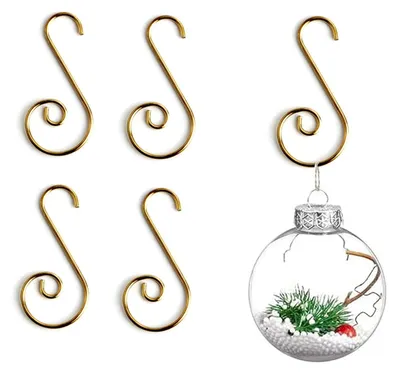 100 Weihnachtskugel-Aufhänger, S-Haken mit Stern, gold