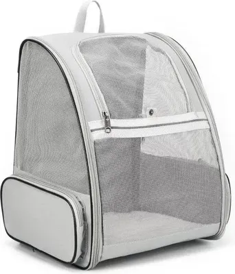 Immagine prodotto di Borsa da viaggio per animali domestici - Borsa con finestra a rete - Pieghevole e traspirante - Grigia