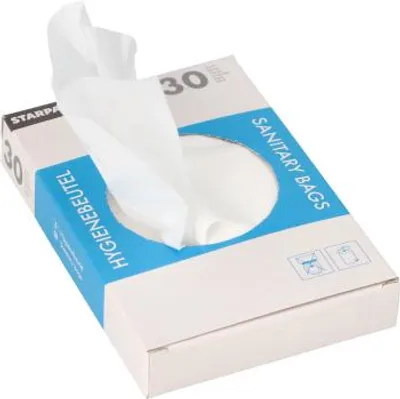 Produktbild von Hygienebeutel 28,5 cm x 8 cm x 7 cm weiss im Spenderkarton