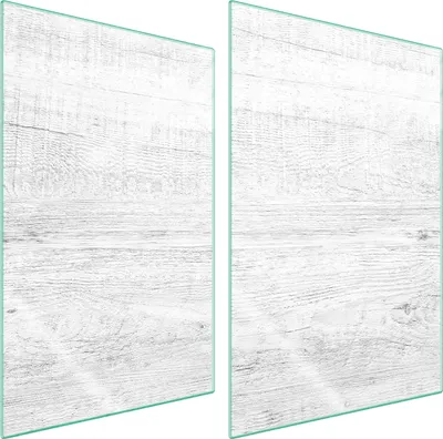 Produktbild von Herdabdeckplatten 2 teilig 35x52 Glaskeramikkochfeld Abdeckung Glas Schneidebrett Holz Weiß