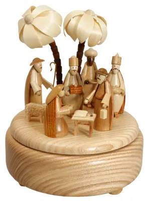 Obrázok produktu pre Hudobná skrinka s betlehemom prírodná ŠxVxH 16x18x16 cm NOVINKA