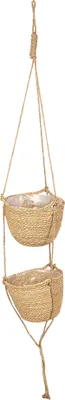 Produktbild von Clayre & Eef Pflanzenaufhänger Ø 24x160 cm Beige Seegras Rund