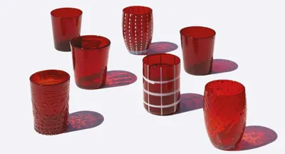 Productafbeelding van Set van 6 kleurrijke glazen Melting Pot in rood