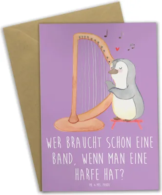 Produktbild von Mr. & Mrs. Panda neujahrskarte Harfenzauber - Lavendeltraum - Geschenk, Harfenspieler, jubiläumskarte, Band, Klang, osterkarten, Lernen, Musiker, glückwunschkarten, Musik