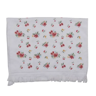Produktbild von Clayre & Eef Gästehandtuch 40x66 cm Rosa Baumwolle Blumen