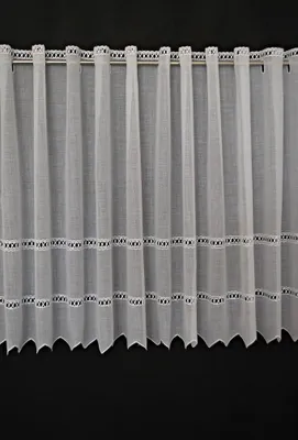 Produktbild von Gardinen Kranzusch Scheibengardine Lochstickerei 47x126 cm H/B Weiß Bistrogardine Vorhang Küche 1er Pack