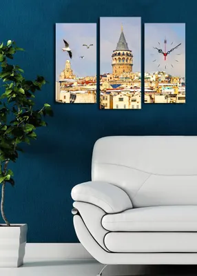 Produktbild von Opviq, 3PATCSMOR- CLA2667, Bunt, Wanduhren, 66 x 45 cm, 100% Wildleder -Leinwand