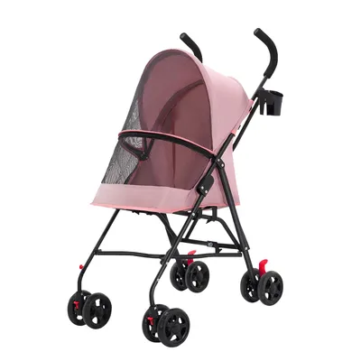 Produktbild von Hundewagen klappbar Haustierwagen für Hunde Katzen abnehmbarer Hundebuggy Rosa