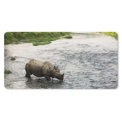Produktbild von MuchoWow® Mauspad Mousepad Nashorn im Wasser 60x30 cm - Mousepads - Maus Mat - Pad - Mausunterlage - Nachhaltig