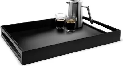 Image de Plateau en bois noir - grand plateau à déjeuner - 1 pièce - 55 x 40 cm