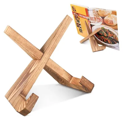 Obrázok produktu pre Držiak na kuchárske knihy, drevený stojan na knihy, držiak na recepty do kuchyne