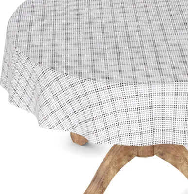 Produktbild von Tischdecke Wachstuchtischdecke Gartentischdecke Wachstischdecke Karriert Grau Wasserabweisend Rund 100 cm mit Schnittkante
