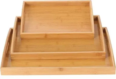 Produktbild von Bamboe Dienbladen Set - Groot, Medium en Klein - Ottomaanse Keukenaccessoires - Für Kaffee, Tee, Frühstück, Abendessen - Küchen- und Restaurant-Einrichtung Buchhalter