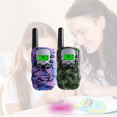 Produktbild von Kinder Walkie Talkie 2PCS Outdoor Remote Control Interaktives Spielzeug mit Hintergrundbeleuchtung LCD-Taschenlampe Urlaub Geschenk für Jungen und Mädchen