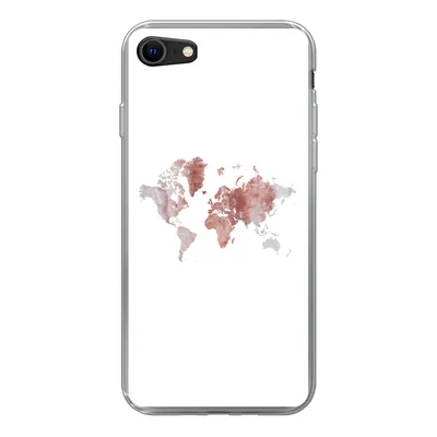 Produktbild von MuchoWow® Handyhülle Schutzhülle Hülle für iPhone SE 2022 Weltkarte - Rosa - Farbe Silikon Softcase Handy Hülle - Schutzhülle