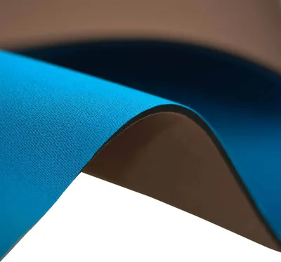 Stretch Stoff Neoprenstoff rehbraun-himmelblau