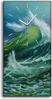 Produktbild von Dekor Leinwand Uhr Wandbilder 30x60 Gemälde Riesigen Meereswellen Sturms - weiße Hände