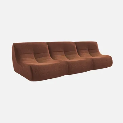 Produktbild von sweeek - 3er-Set modulierbare 1-Sitzer Sessel mit strukturiertem Bouclé-Bezug - Terracotta
