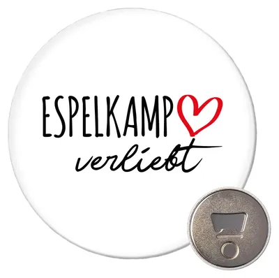 Produktbild von Huuraa Magnet Espelkamp verliebt 59mm Kühlschrankmagnet rund Flaschenöffner Geschenkidee