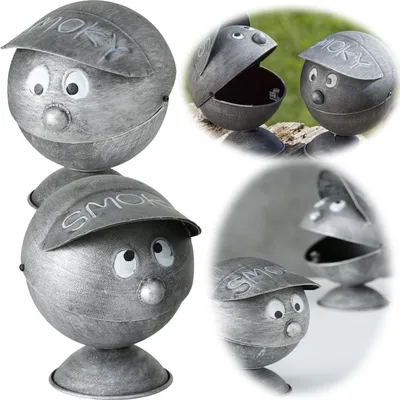 Produktbild von LS-LebenStill XL Sturmaschenbecher Metall Smoky Grau 16cm Cappy Windaschenbecher Aschenbecher mit Deckel Ashtray Tischaschenbecher Standaschenbecher