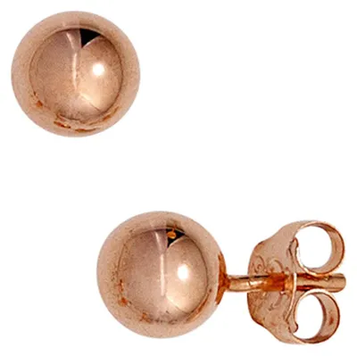 Produktbild von Paar Ohrstecker Kugel 6mm aus 925 Silber rotvergoldet Ohrschmuck Damen