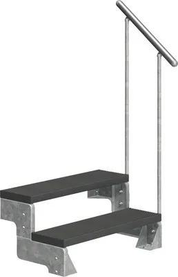 Produktbild von Aussentreppe Pertura Tallis mit Geländer 2 Steigungen 100 cm anthrazit