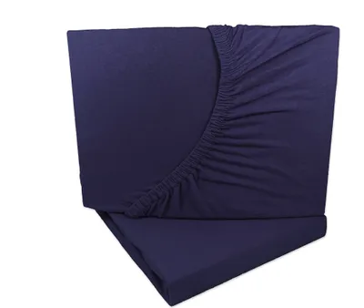 Produktbild von 2er Set Jersey Spannbettlaken Navy / Dunkel Blau 90x200 - 100x200 cm 100% Baumwolle