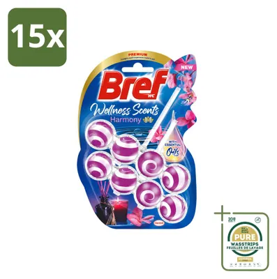 Produktbild von 15 x Bref Wellness Scents Harmony WC-Stein mit 4-in-1 Wirkung - Vorratspackung - 15 Stücke