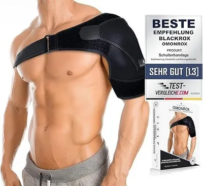 Produktbild von BLACKROX Schulterbandage [Vergleichssieger 2024] Für Damen & Herren | Schulterstütze | Perfekt für Sport, Kraftsport & Bodybuilding, schwarz, One Size