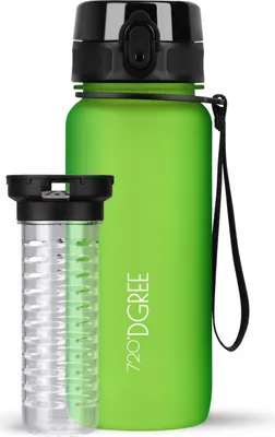 Produktbild von uberBottle softTouch Trinkflasche mit Fruchtbehälter 650ml / Apple Green/ 720DGREE