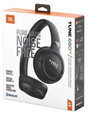 Zdjęcie produktu dla JBL Tune 680NC, Przewodowy i Bezprzewodowy, Połączenia/muzyka, 20 - 20000 Hz, 161 g, Zestaw słuchawkowy, Czarny