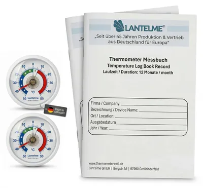 Produktbild von 4-teiliges Kühlschrank Thermometer Set mit Messheften & Klebepad für Temperaturdokumentation Logbuch Kontrollhefte für Temperatur auch in Kühltheken