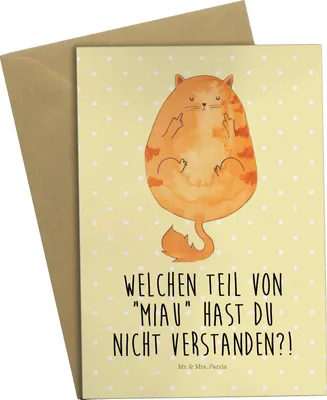 Produktbild von Mr. & Mrs. Panda jubiläumskarte Katze Mittelfinger - Gelb Pastell - Geschenk, Cats, Katzen, Grußkarte, weihnachtskarten, Mietze, einladungskarten, osterkarte, Kater, Cat