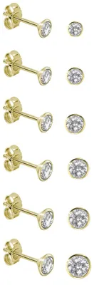 Produktbild von Solitär Ohrstecker vergoldet: Silber 925 Ohrringe mit Zirkonia 5 mm