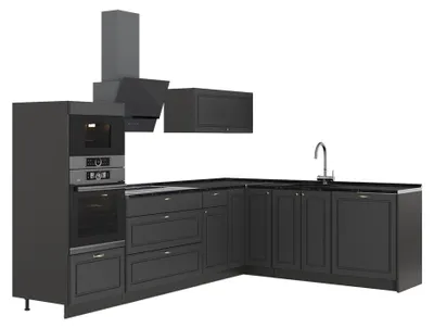 Productafbeelding van Hoekkeuken Vicco Fame-Line Anthrazit-Gold Landhaus/Antraciet 287 x 207 cm zonder werkblad, Model 63456