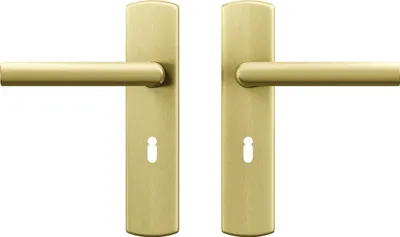 Produktbild von AXA Türbeschlag - Set für Innentüren - Curve Click Milan - Türgriff Gold - mit Schlüsselloch - SL55 - Türgriff mit Schutzschild