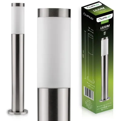Produktbild von LUMILED Stojacia lampa Vonkajšie svietidlo 65cm Bollard Light IP44 Nerezová oceľ E27 Záhradné svetlo Strieborná stojaca lampa Svetlo na cestu Vonkajšia lampa Stojaca lampa Vonkajšie stojace svetlo