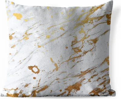 Produktbild von MuchoWow® Outdoor Kissen - Marmor - Muster - Gold - Weiß - 40x40 cm - Wetterfest - Lounge Kissen - Kopfkissen - Interieur - Polster mit Bild