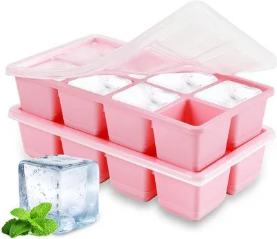 Obrázok produktu pre Forma na ľad Ibenzoa® s vekom – 2 veľké štvorcové formy na výrobu kociek ľadu o rozmere 4,5 cm (16 kusov), skladateľné, vhodné do kontaktu s potravinami a bez BPA, vhodné do umývačky riadu