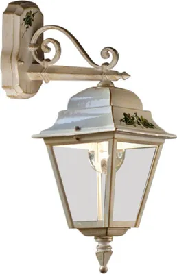 Produktbild von Außenwandleuchte Aluminium E27 IP43 53 cm hoch in Weiß Gold antik Efeu Dekor Rustikal