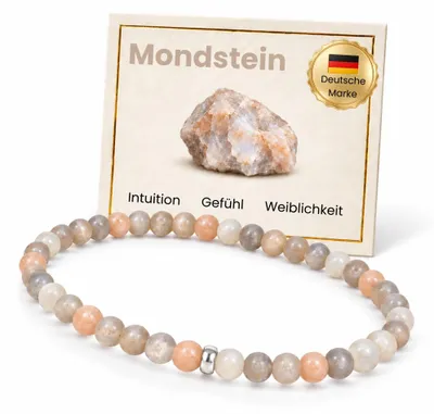 Produktbild von GD GOOD.designs Mondstein Perlenarmband Damen mit 4 mm Naturstein Perlen | 925 S