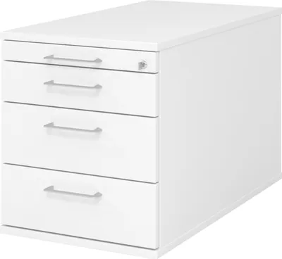 Produktbild von bümö office Rollcontainer - mit 3 Schubladen - Nachbildung: Weiß, Griff: Bügelgriff (Metall)